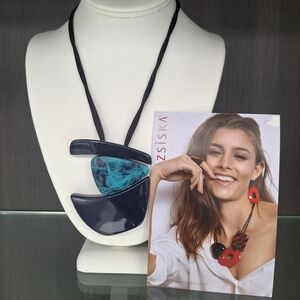 Zsiska Black and Blue Abstract Necklace